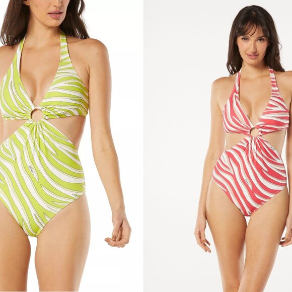 NWT Michael Kors Women's O-Ring Cutout One-Piece Multicolor Size 6-10 $140 9B687 - Picture 1 of 5